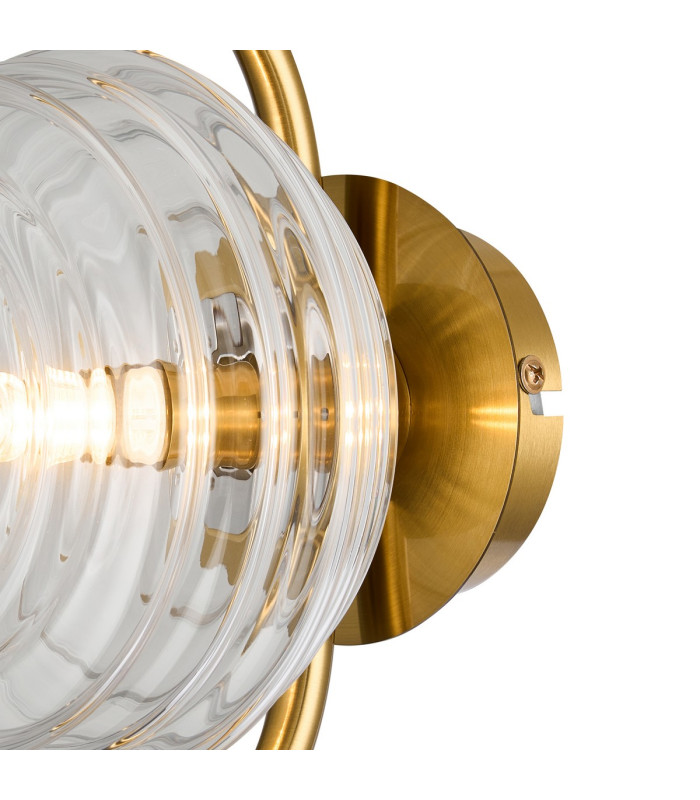 Astoria 1 Light Wall/Flush Light 160mm Glass Brass/Clear-7