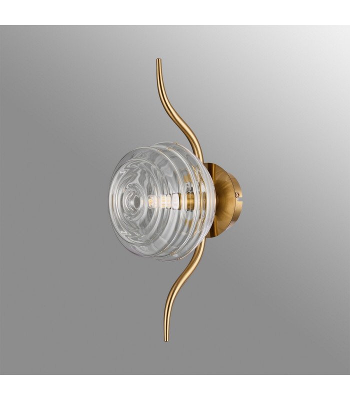 Astoria 1 Light Wall/Flush Light 160mm Glass Brass/Clear-8