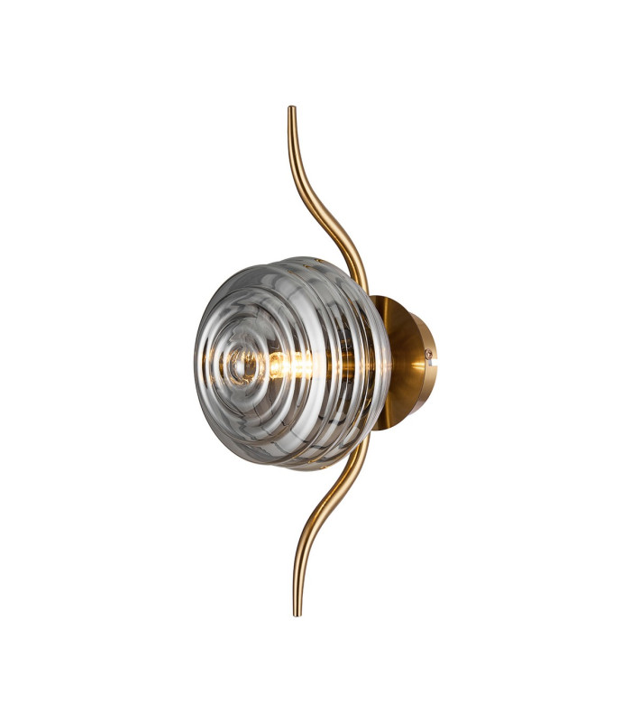 Astoria 1 Light Wall/Flush Light 160mm Glass Brass/Smoke-1