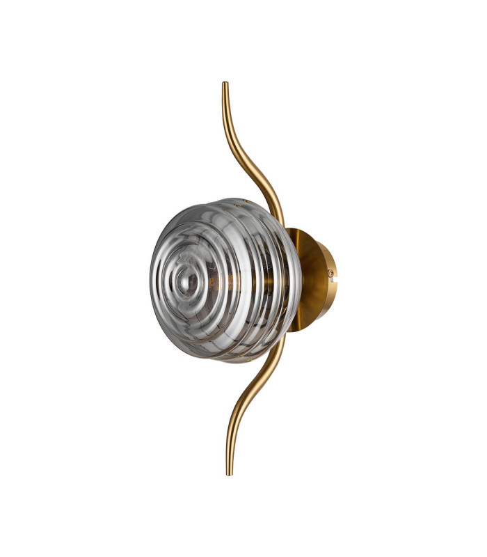 Astoria 1 Light Wall/Flush Light 160mm Glass Brass/Smoke-4