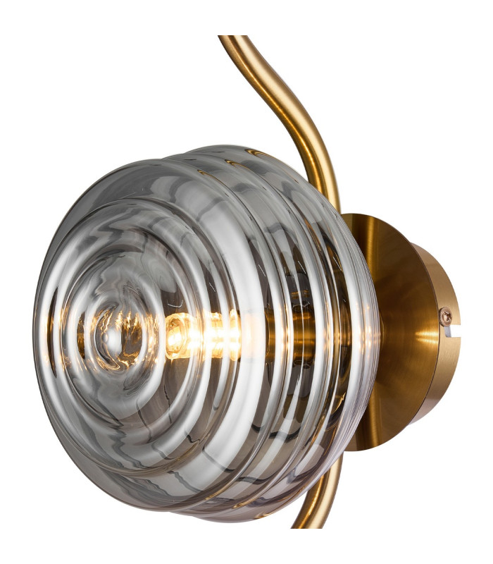 Astoria 1 Light Wall/Flush Light 160mm Glass Brass/Smoke-5