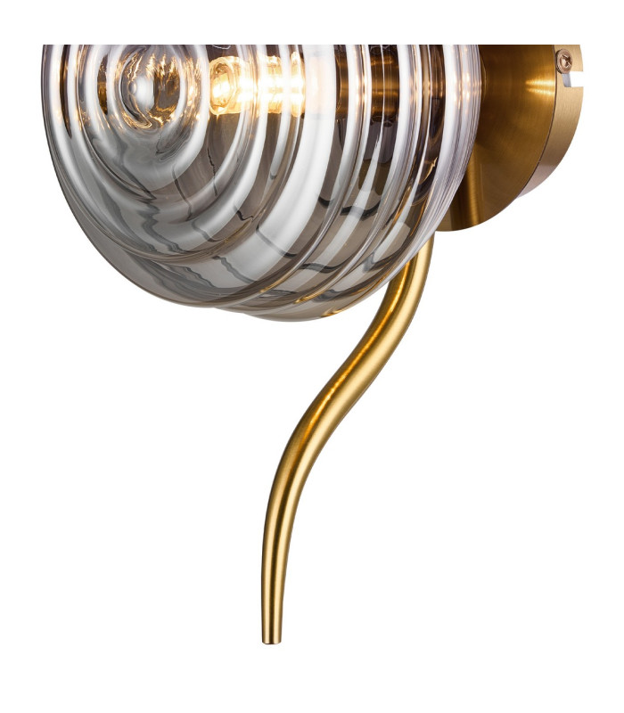 Astoria 1 Light Wall/Flush Light 160mm Glass Brass/Smoke-6