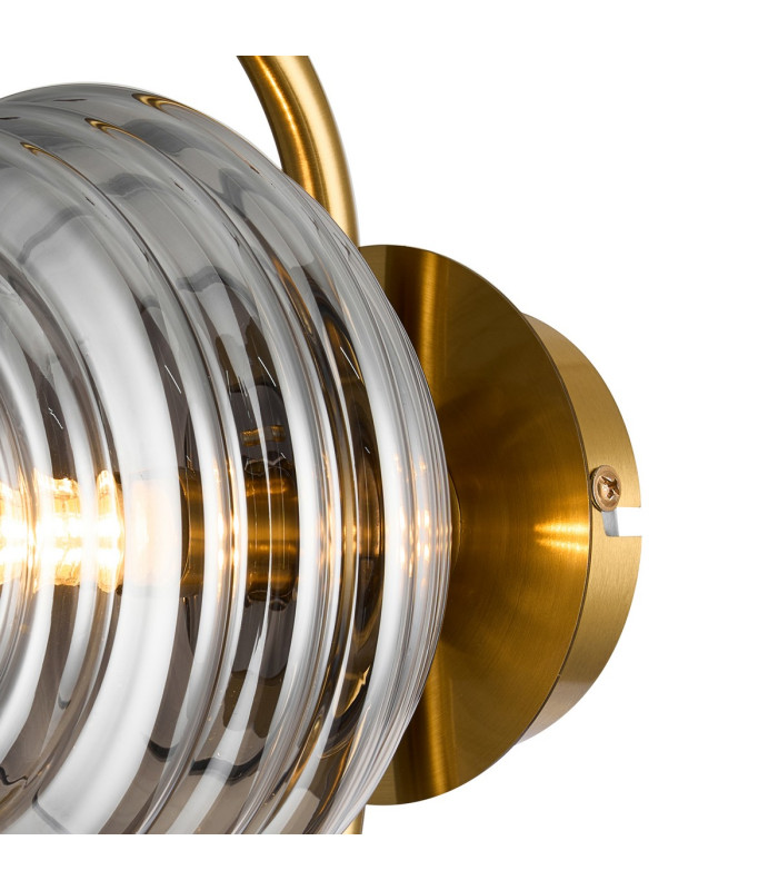 Astoria 1 Light Wall/Flush Light 160mm Glass Brass/Smoke-7