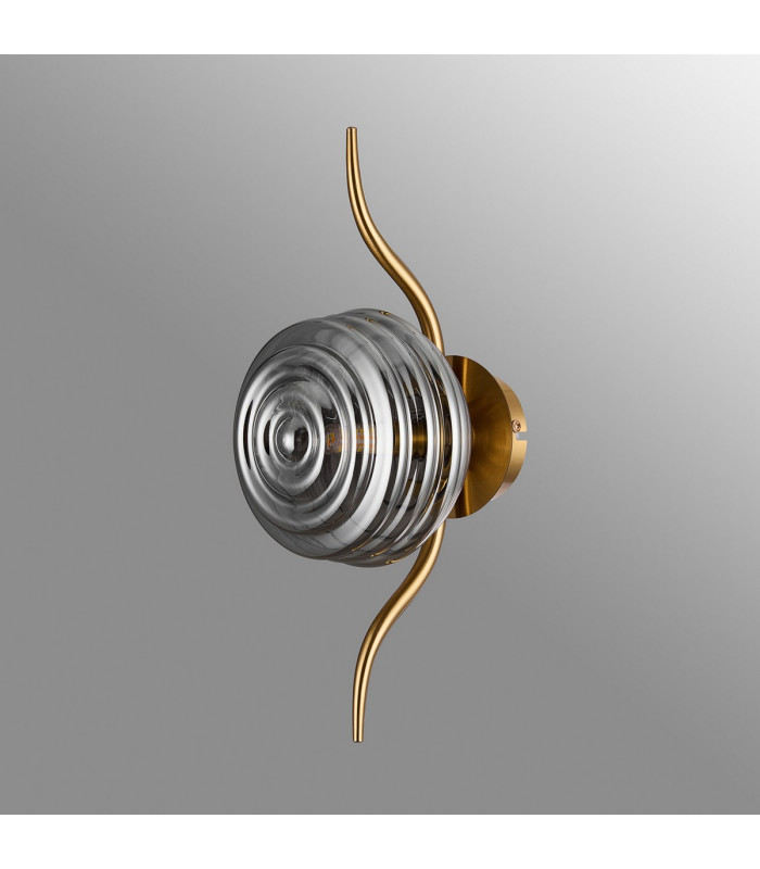 Astoria 1 Light Wall/Flush Light 160mm Glass Brass/Smoke-8