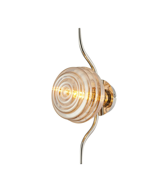 Astoria 1 Light Wall/Flush Light 160mm Glass Polished Nickel/Amber-1
