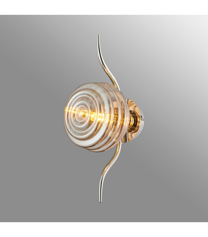 Astoria 1 Light Wall/Flush Light 160mm Glass Polished Nickel/Amber-3