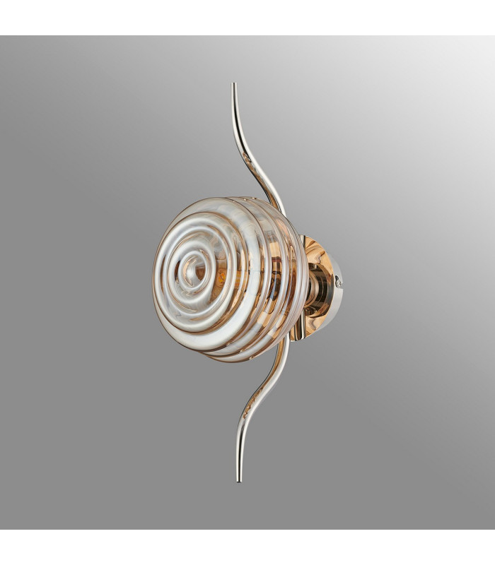 Astoria 1 Light Wall/Flush Light 160mm Glass Polished Nickel/Amber-7