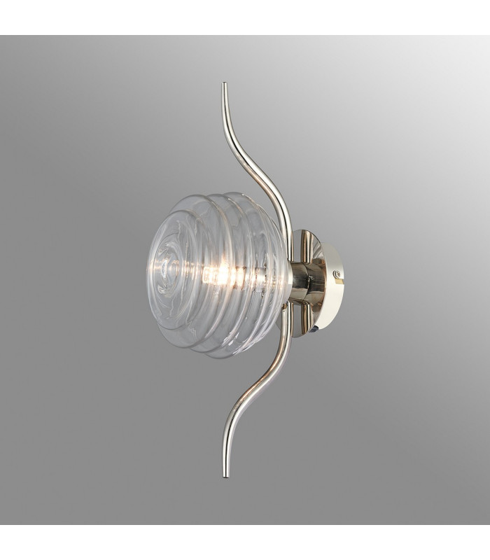 Astoria 1 Light Wall/Flush Light 160mm Glass Polished Nickel/Clear-3