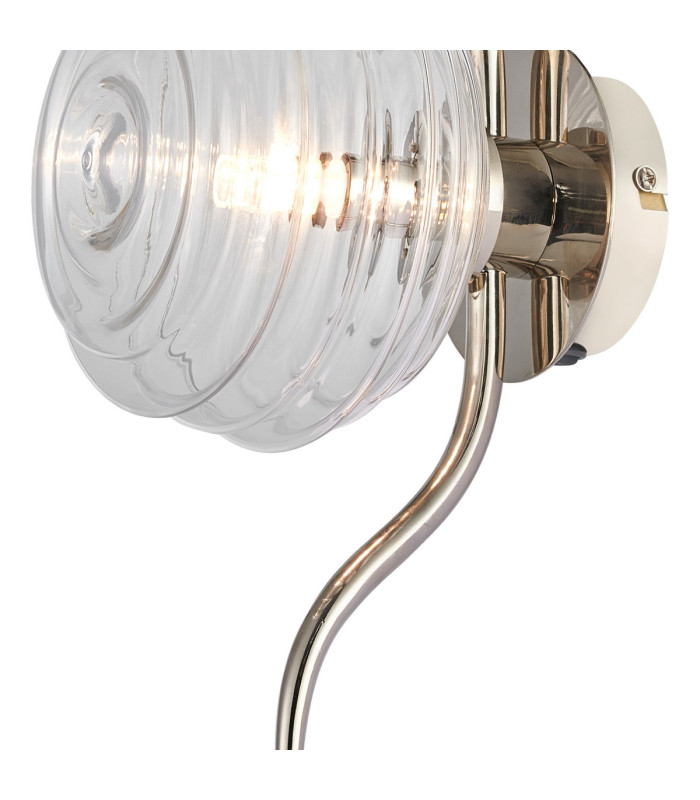 Astoria 1 Light Wall/Flush Light 160mm Glass Polished Nickel/Clear-6