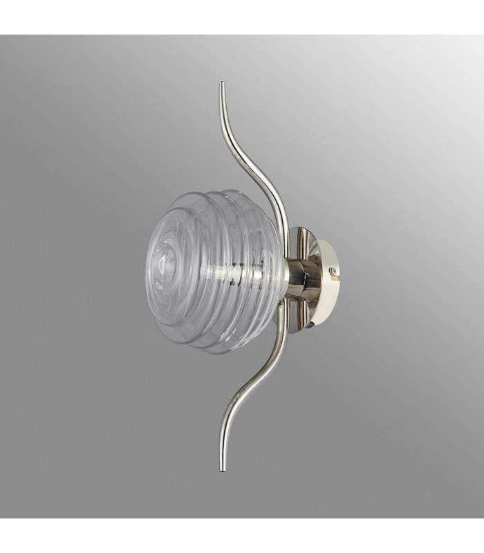 Astoria 1 Light Wall/Flush Light 160mm Glass Polished Nickel/Clear-7