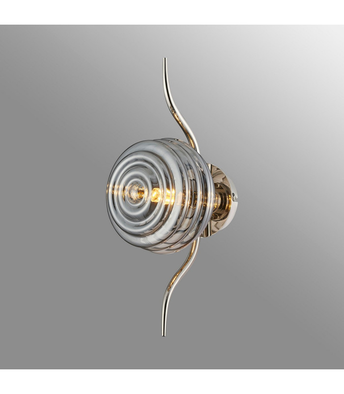 Astoria 1 Light Wall/Flush Light 160mm Glass Polished Nickel/Smoke-3