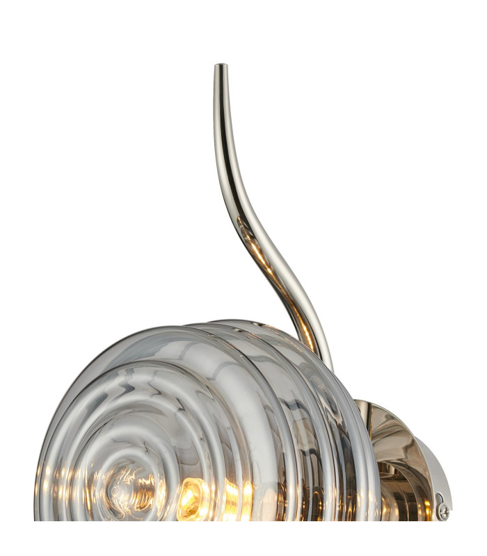 Astoria 1 Light Wall/Flush Light 160mm Glass Polished Nickel/Smoke-5