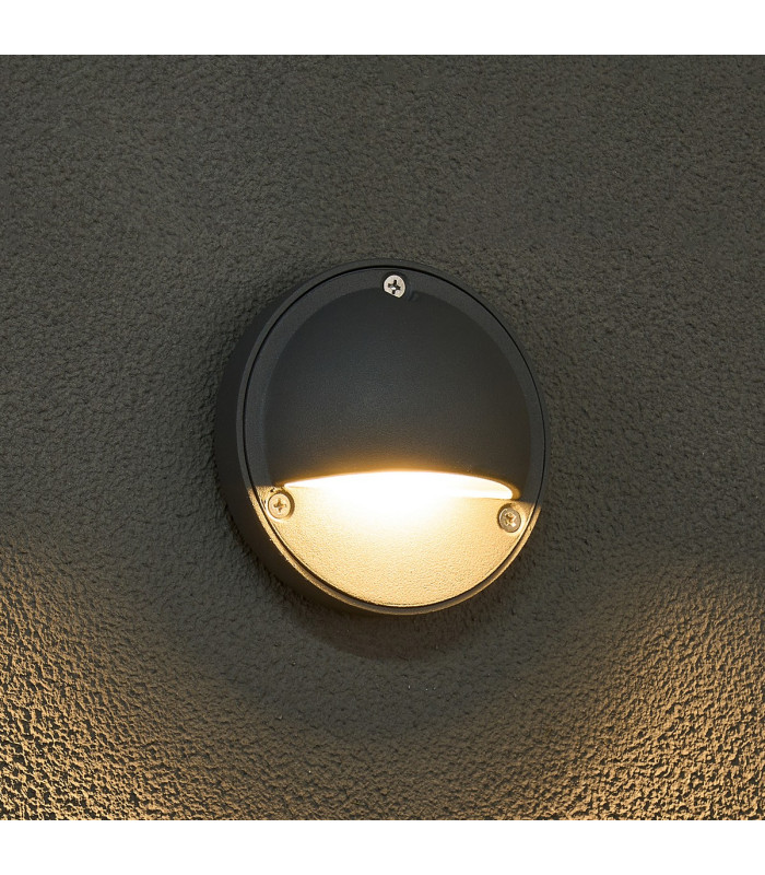 Flushing Round 24V DC Wall/Step Light 1.2W LED 3000K c/w 1m 2 x 0.3mm² PVC Cable Male Connection IP44 Anthracite -3