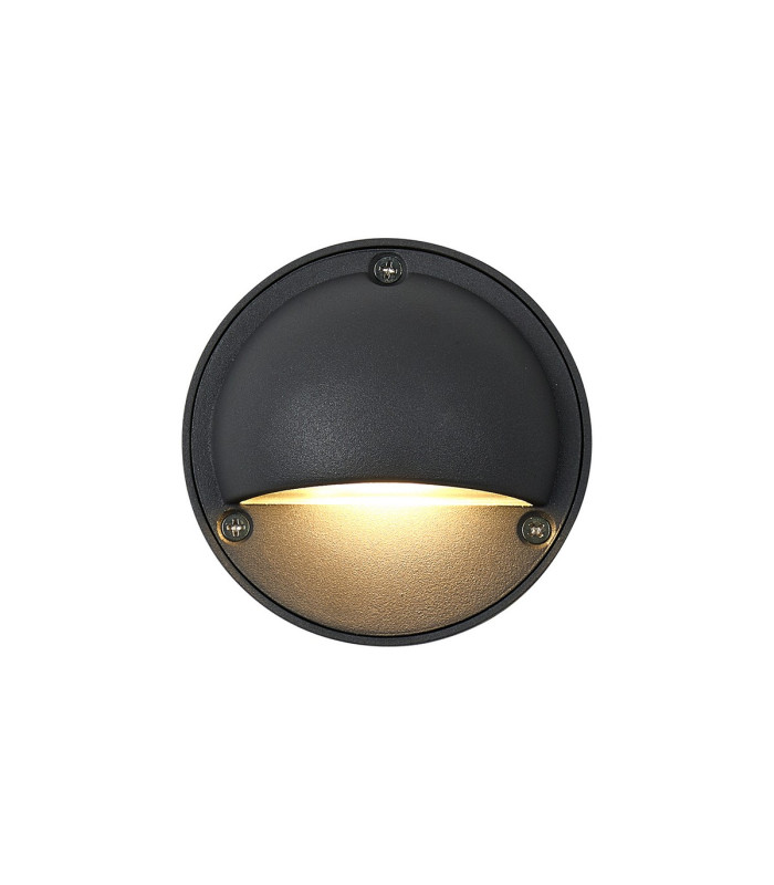 Flushing Round 24V DC Wall/Step Light 1.2W LED 3000K c/w 1m 2 x 0.3mm² PVC Cable Male Connection IP44 Anthracite -5
