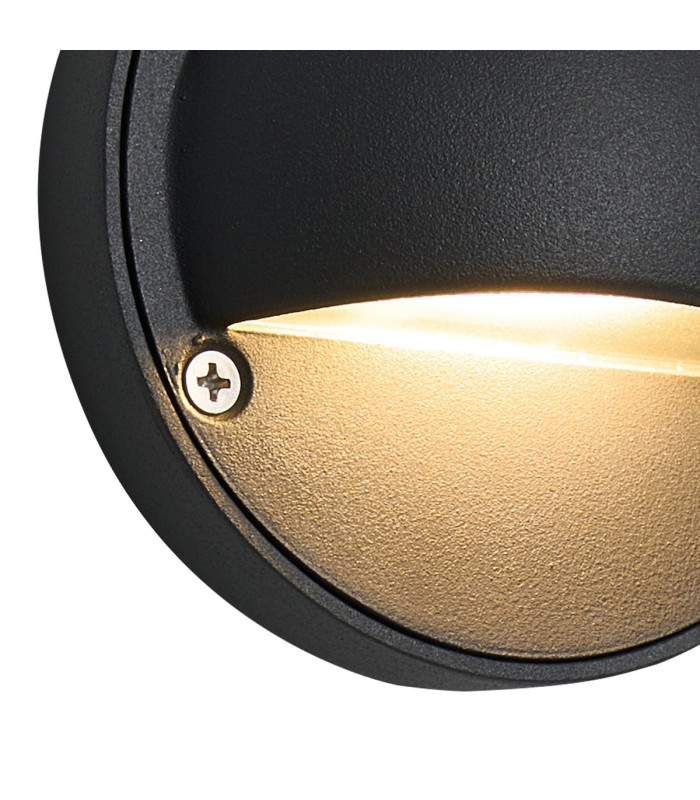 Flushing Round 24V DC Wall/Step Light 1.2W LED 3000K c/w 1m 2 x 0.3mm² PVC Cable Male Connection IP44 Anthracite -7