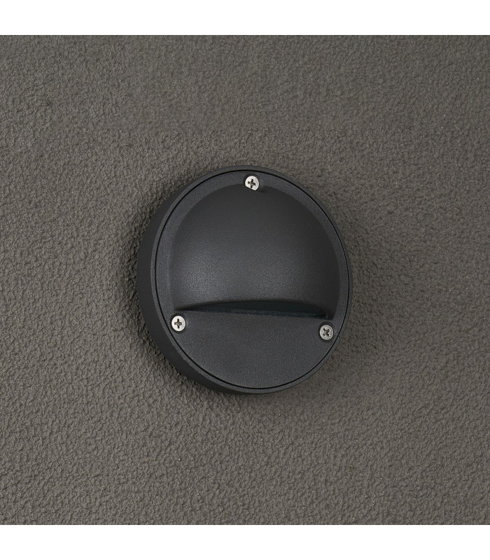 Flushing Round 24V DC Wall/Step Light 1.2W LED 3000K c/w 1m 2 x 0.3mm² PVC Cable Male Connection IP44 Anthracite -9