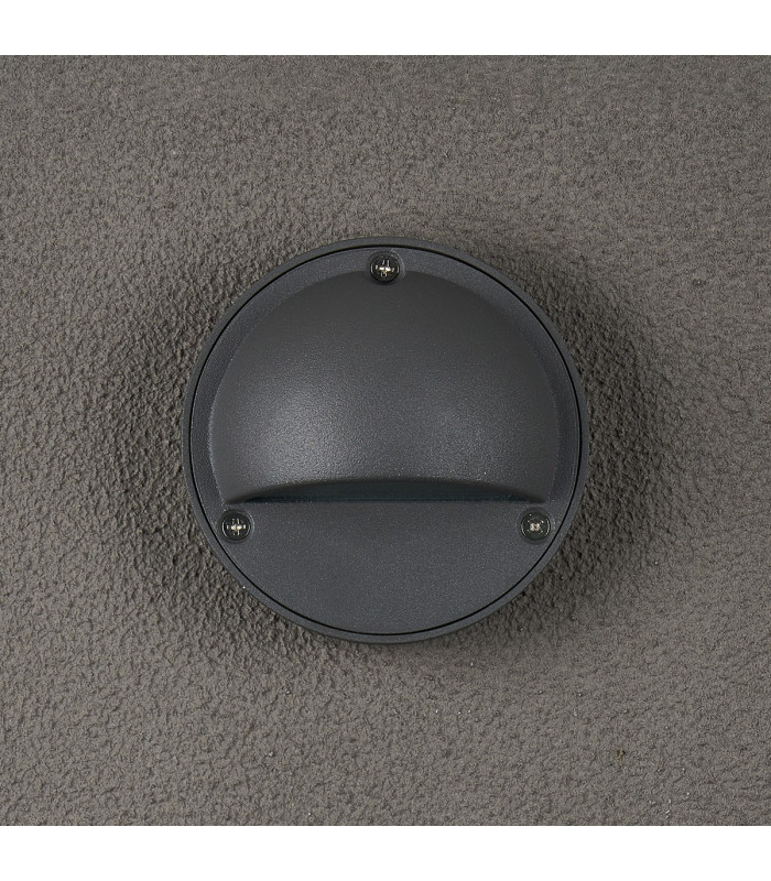 Flushing Round 24V DC Wall/Step Light 1.2W LED 3000K c/w 1m 2 x 0.3mm² PVC Cable Male Connection IP44 Anthracite -11