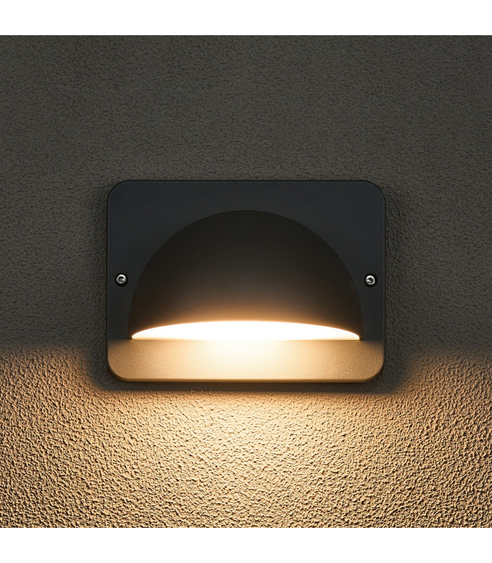 Flushing Rectangular 24V DC Wall Light 6W LED 3000K c/w 1m 2 x 0.75mm² PVC Cable Male Connection IP44 Anthracite -10