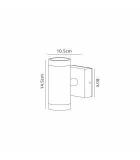 Flushing Cylinder 24V DC Up & Down Wall Light 2 x 3W LED 3000K c/w 2m Fly Lead Male Connection IP44 Anthracite -2