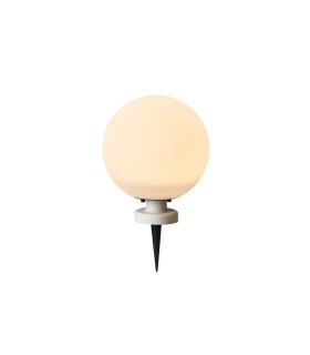 Flushing 20cm Ball Light Ground Spike 24V DC 2W LED 3000K c/w 1m 2 x 0.75mm² PVC Cable Male Connection IP44 White -1