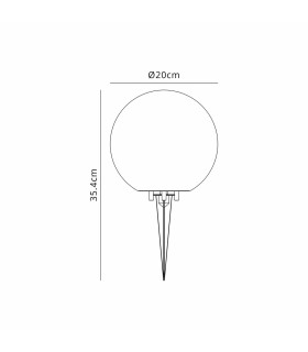 Flushing 20cm Ball Light Ground Spike 24V DC 2W LED 3000K c/w 1m 2 x 0.75mm² PVC Cable Male Connection IP44 White -2
