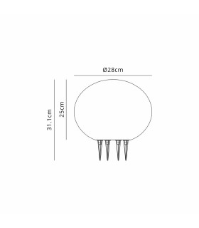 Flushing 30cm Ball Light Ground Spike 24V DC 5W LED 3000K 520lm c/w 1m Cable Male Connection IP44 White -2