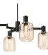 Worcester Swing Arm Telescopic Pendant 4 Light E14 Brass/Satin Black/Amber Striped Cylinder Glass-7