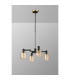 Worcester Swing Arm Telescopic Pendant 4 Light E14 Brass/Satin Black/Amber Striped Cylinder Glass-9