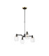 Worcester Swing Arm Telescopic Pendant 4 Light E14 Brass/Satin Black/Clear Striped Cylinder Glass-1