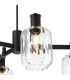 Worcester Swing Arm Telescopic Pendant 4 Light E14 Brass/Satin Black/Clear Striped Cylinder Glass-8