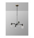Worcester Swing Arm Telescopic Pendant 4 Light E14 Brass/Satin Black/Clear Striped Cylinder Glass-9