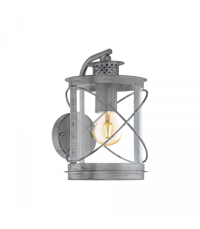1 Light Outdoor Wall Light Antique Silver IP44, E27 - 1