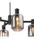 Worcester Swing Arm Telescopic Pendant 4 Light E14 Brass/Satin Black/Smoke Striped Cylinder Glass-8