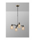 Worcester Swing Arm Telescopic Pendant 4 Light E14 Brass/Satin Black/Amber Twisted Cylinder Glass-3