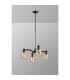 Worcester Swing Arm Telescopic Pendant 4 Light E14 Brass/Satin Black/Amber Twisted Cylinder Glass-9