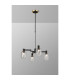 Worcester Swing Arm Telescopic Pendant 4 Light E14 Brass/Satin Black/Clear Twisted Cylinder Glass-3