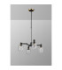 Worcester Swing Arm Telescopic Pendant 4 Light E14 Brass/Satin Black/Clear Twisted Cylinder Glass-9