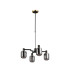 Worcester Swing Arm Telescopic Pendant 4 Light E14 Brass/Satin Black/Smoke Twisted Cylinder Glass-5