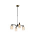 Worcester Swing Arm Telescopic Pendant 4 Light E14 Brass/Satin Black/Amber Uniform Dimple Cylinder Glass-1