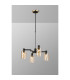 Worcester Swing Arm Telescopic Pendant 4 Light E14 Brass/Satin Black/Amber Uniform Dimple Cylinder Glass-3