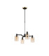 Worcester Swing Arm Telescopic Pendant 4 Light E14 Brass/Satin Black/Amber Uniform Dimple Cylinder Glass-5