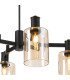 Worcester Swing Arm Telescopic Pendant 4 Light E14 Brass/Satin Black/Amber Uniform Dimple Cylinder Glass-6
