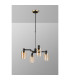 Worcester Swing Arm Telescopic Pendant 4 Light E14 Brass/Satin Black/Amber Uniform Dimple Cylinder Glass-9