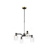 Worcester Swing Arm Telescopic Pendant 4 Light E14 Brass/Satin Black/Clear Uniform Dimple Cylinder Glass-1