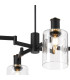 Worcester Swing Arm Telescopic Pendant 4 Light E14 Brass/Satin Black/Clear Uniform Dimple Cylinder Glass-7