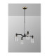 Worcester Swing Arm Telescopic Pendant 4 Light E14 Brass/Satin Black/Clear Uniform Dimple Cylinder Glass-9