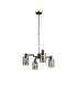 Worcester Swing Arm Telescopic Pendant 4 Light E14 Brass/Satin Black/Smoke Uniform Dimple Cylinder Glass-1