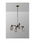 Worcester Swing Arm Telescopic Pendant 4 Light E14 Brass/Satin Black/Smoke Uniform Dimple Cylinder Glass-3