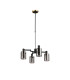 Worcester Swing Arm Telescopic Pendant 4 Light E14 Brass/Satin Black/Smoke Uniform Dimple Cylinder Glass-5