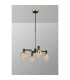 Worcester Swing Arm Telescopic Pendant 4 Light E14 Brass/Satin Black/Amber Fade Wine Glass Glass-3